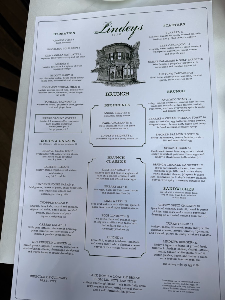 Lindey's Menu - Image 1